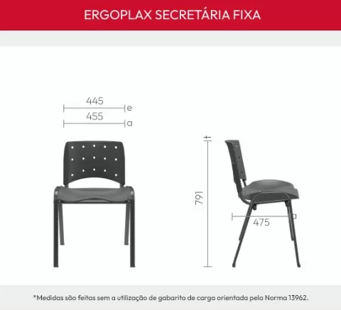 Cadeira fixa Empilhável Ergoplax | Estrutura preta - Assento estofado