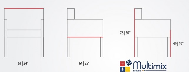 Poltrona Chandler 1 lugar I Diversas opções de revestimento I com 0,61 m de comprimento 