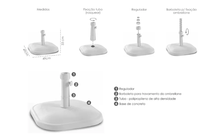 Base Para Ombrelone em Concreto 25kg - Preta