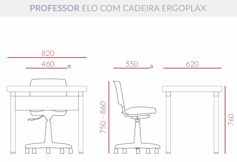 Conjunto Professor com Cadeira Ergoplax Giratória