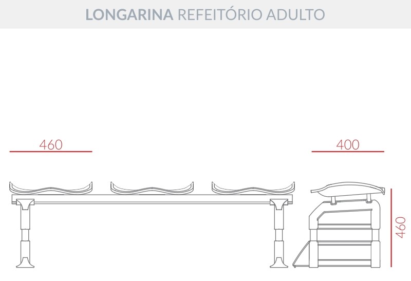 Longarina Refeitório Escolar Adulto