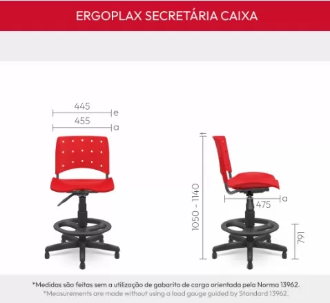 Cadeira Ergoplax Caixa giratória | Com braços - Assento Polipropileno