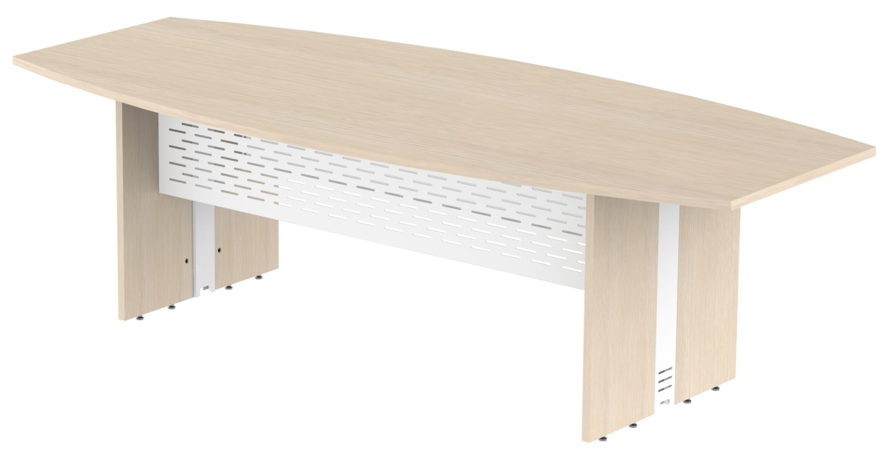 Mesa Reunião Escritório 10 Lugares L Painel em Aço | Semi-oval 2500 X 1100 - Atualle Impéria 25 Mm