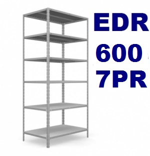 Estante de Aço 7 Prateleiras Edr-600/22 7pr | Chapa 22 - Reforçada 100 Kg/prat.