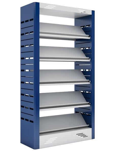 Estante De Aço W-Teca Com Revisteiro - EBRSW-1 | Base + 4 Prateleiras - Alt. 2m