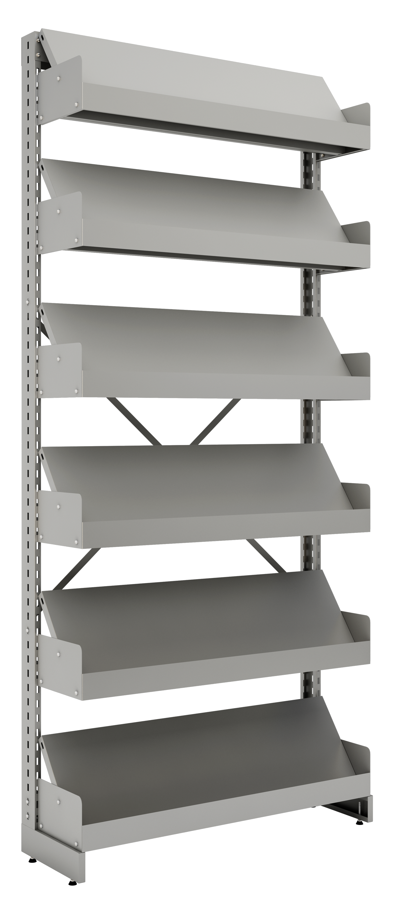 Estante De Aço Para Biblioteca - Ebsr-02 | Base + 5 Prateleiras - Alt. 2,30