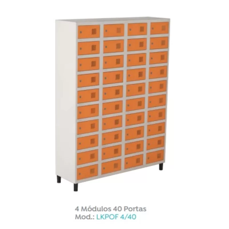 Locker em aço | Porta Celular e Objetos - 40 Portas | Fechadura - com chaves, Cores Diversas